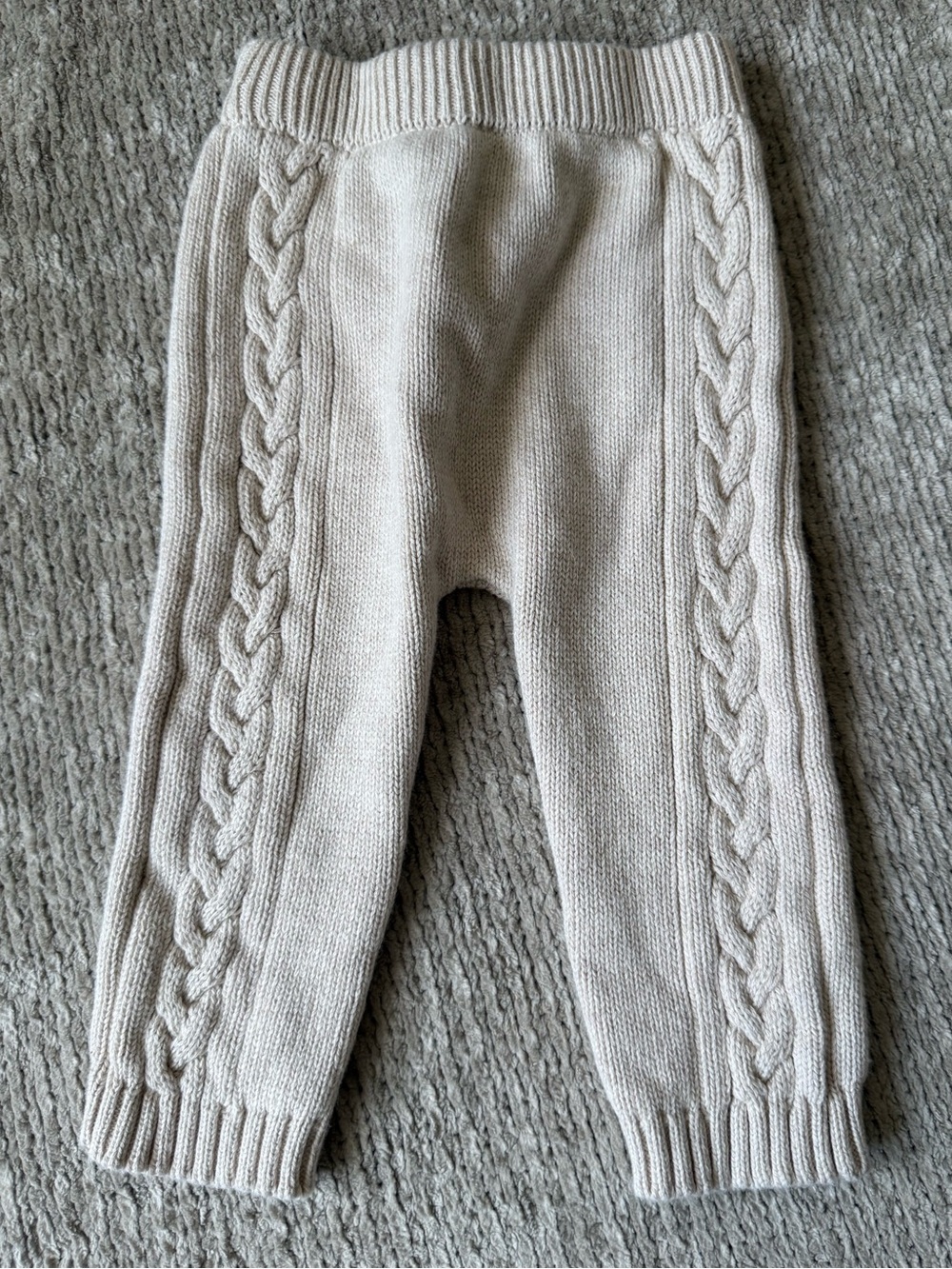 Baby 9M Cream Cable Knit Cotton Sweater Pants Neutral Cozy